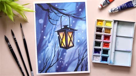 Learn Watercolor Painting of Beautiful Glowing Winter Lamp in an Easy Way | Shiba Basan | Skillshare