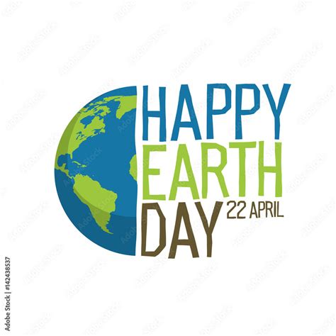 Earth day logo design. "Happy Earth Day, 22 April". World map background vector illustration ...