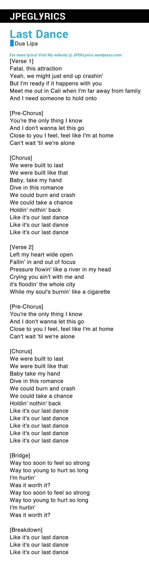 Last Dance By Dua Lipa Lyrics – JPEG Lyrics