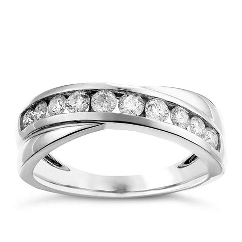 9ct White Gold 1/2ct Crossover Diamond Ring - Ernest Jones