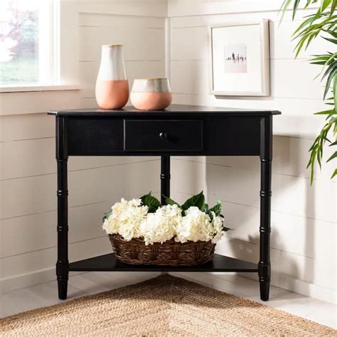 SAFAVIEH Gomez 34 in. 1-Drawer Rustic Black Wood Console Table AMH5709B - The Home Depot
