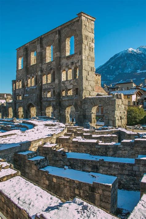 Roman Theater In The City Of Aosta Stock Image - Image of archeology ...