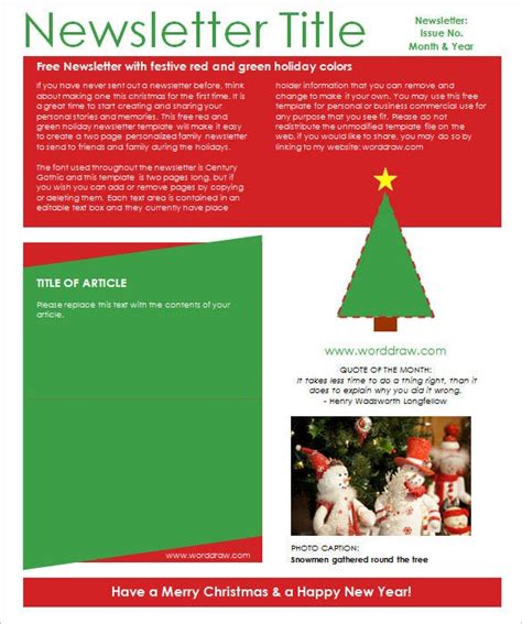 Free Christmas Newsletter Templates For Word - Printable Templates