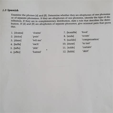 1.3 Spanish Examine the phones [d] and []). Determine | Chegg.com