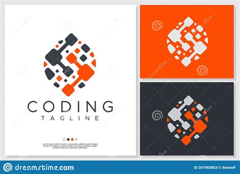 Coding Logo Design. Tech Code Logo. Technology Logo Design Stock Vector ...