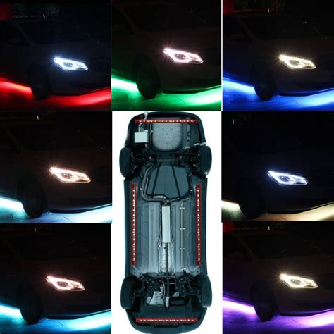 DC 12V Car Decoration Light Underglow Underbody Colorful LED Strips 12W Car Tube Light Kit-in ...