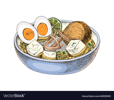 Soto banjar or indonesian chicken soup Royalty Free Vector