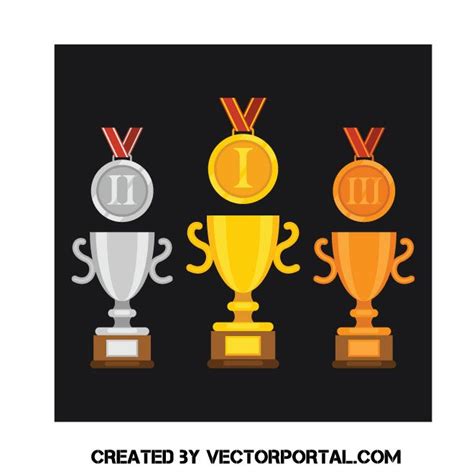 Set of medals and trophies vector illustration | Vector illustration, Vector, Illustration