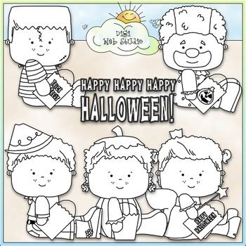 Halloween Costume Kids Clip Art 1 - Halloween Clip Art - CU Clip Art & B&W