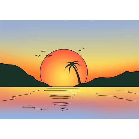 Sunset Drawing For Kids