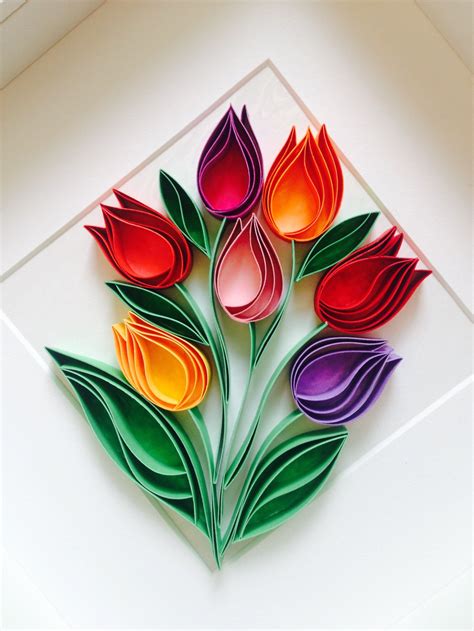 Tulips Quilling Wall Paper Art-mixed Media Art-home - Etsy UK | Paper ...