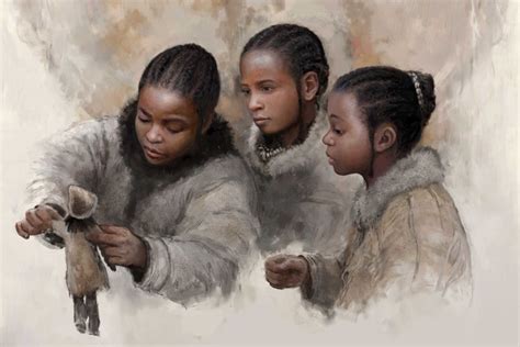 Reconstruction of European Palaeolithic girls playing with a doll as envisioned by paleoartist ...