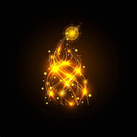 Premium Vector | Christmas tree from ribbons the warm yellow glow of ...