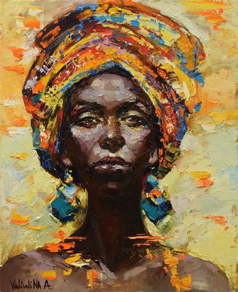 African woman portrait painting, Original oil painting Oil painting by ...