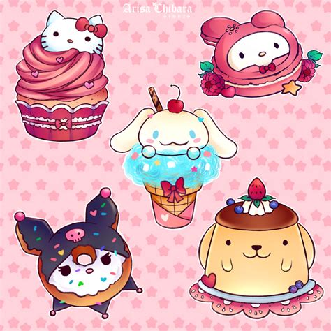 Hello Kitty chibi dessert stickers~~~~ Another nostalgia piece after spongebob Cute Kawaii ...