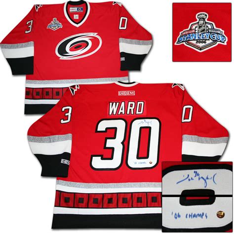 Cam Ward Autographed Carolina Hurricanes Jersey w/"06 Champs" & 2006 Stanley Cup Final Patch ...