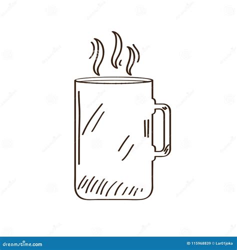 Isolated Retro Coffee Mug Sketch Stock Vector - Illustration of icon ...