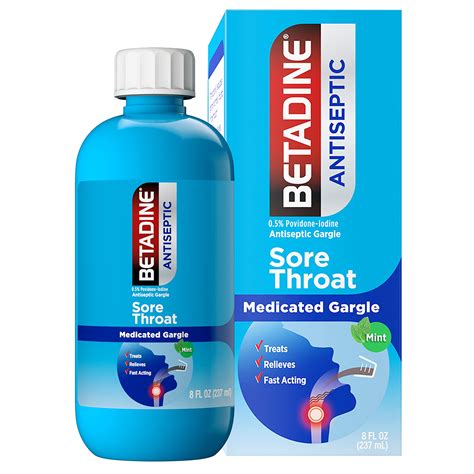 Betadine Antiseptic Sore Throat Medicated Gargle, Povidone-Iodine 0.5% ...