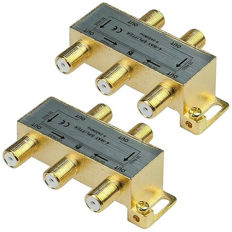 2x 4-Way Coaxial Cable Splitter Coax TV Antenna Satellite Signal Split 5-2400MHz - Walmart.com ...