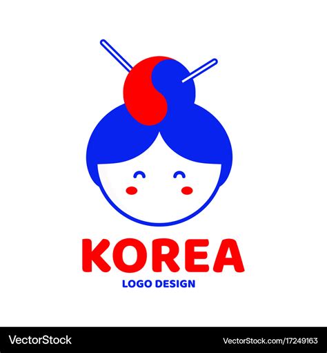 Cute korea woman face logo design Royalty Free Vector Image