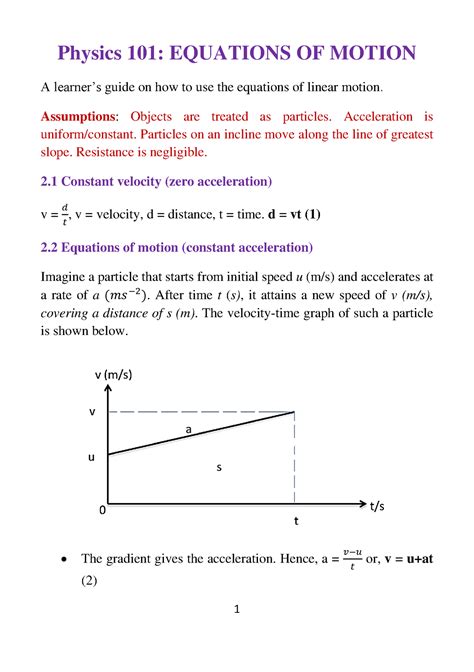 Equations of Rectilinear Motion - Physics 101: EQUATIONS OF MOTION A ...