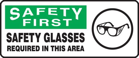 Safety Glasses Required In This Area OSHA Safety Sign MPPE921