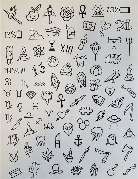 Minimalist Temporary Tattoo Flash Sheet Set Of 35 Small Tattoos ...