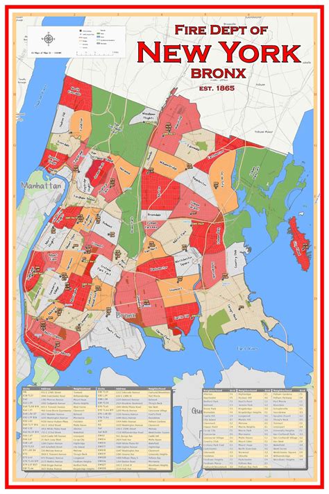 FDNY Bronx Neighborhood Map | Etsy