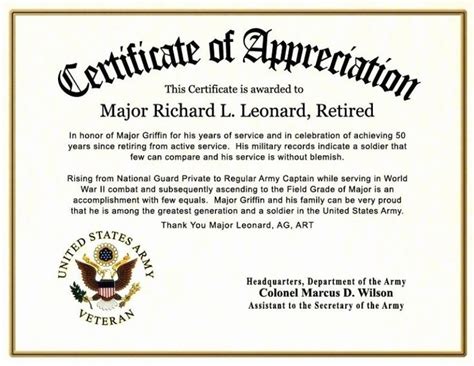 Army Certificate Of Appreciation Template (12) | PROFESSIONAL TEMPLATES ...