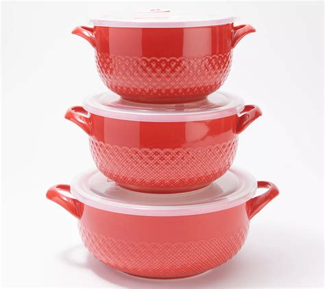 "As Is" Cook's Essentials Set of 3 Ceramic Bowls with Lids - QVC.com