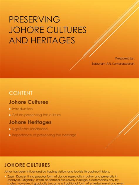 Preserving Johor Culture N Heritages | PDF | Malaysia | Conservation