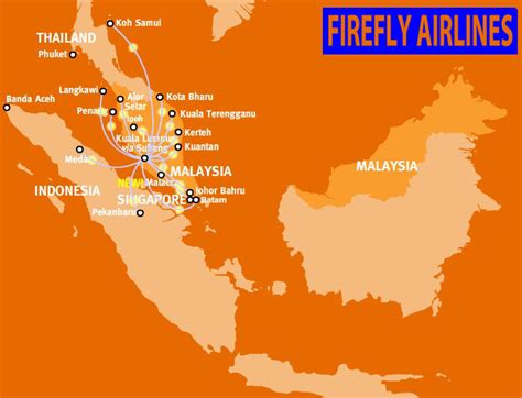 international flights: Firefly Airlines route map