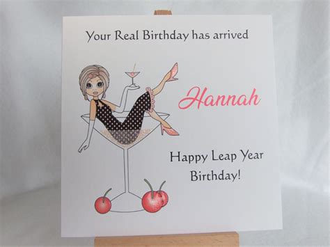 Leap Year birthday card for her, personalised leap year birthday card, female birthday card ...