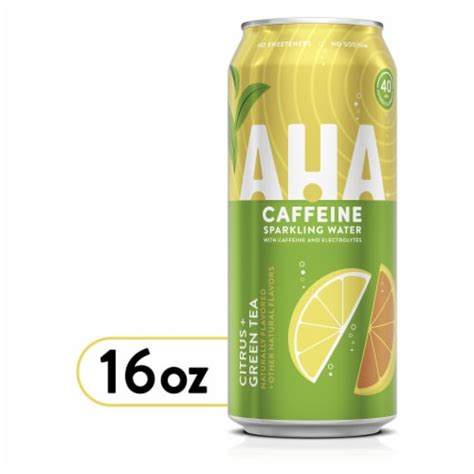 AHA® Caffeinated Citrus and Green Tea Flavored Sparkling Water Can, 16 ...