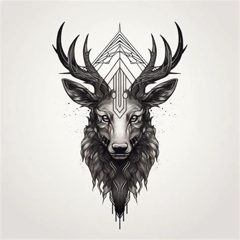 Premium AI Image | a deer tattoo with a geometric design