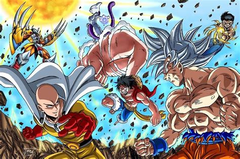 Saitama vs goku vs luffy vs mewtwo vs wargreymon vs yusuke | Personajes de anime, Dibujos de ...