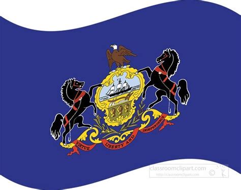 State Flags Clipart-pennsylvania state flag on a flagpole