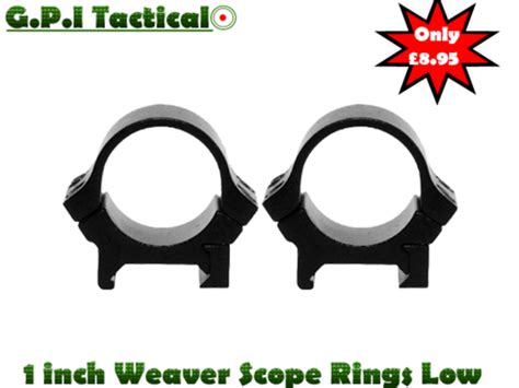 For Sale - G.P.I Tactical 1 inch Weaver Scope Rings Black Low - Gungle ( www.gungle.uk )