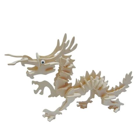 Children Toy DIY Dragon Wooden Puzzle Simulation Chinese Dragon Model Fun Puzzle Toy Kid'S ...