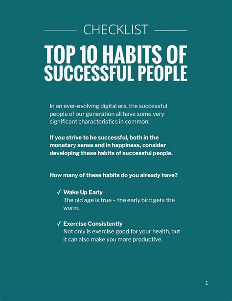 Top 10 Habits of Successful People - Checklist – (Downloadable – PDF ...