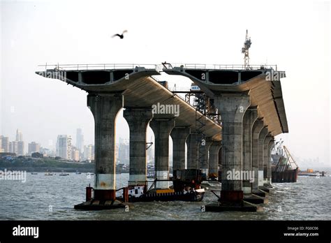 Construction site of the Bandra Worli sea link on Arabian sea , Bombay ...