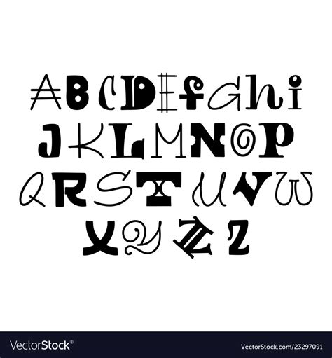 Lettering Handmade Font Decorative Alphabet Black Vector Image