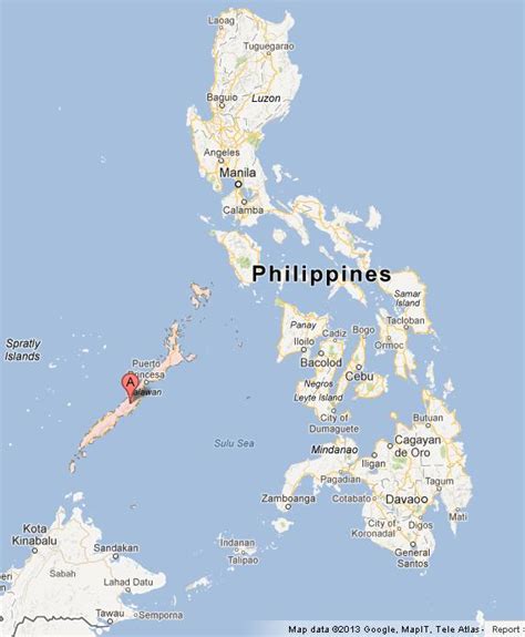 Palawan Island on Map of Phillppines