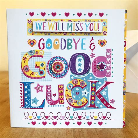 Goodbye Good Luck Miss You Leaver Card Special Card Ideas for - Etsy | Goodbye and good luck ...