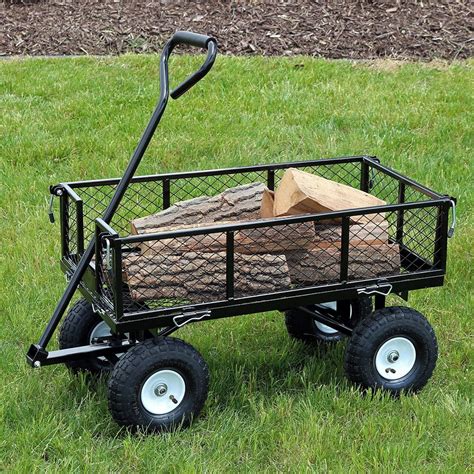 Sunnydaze Garden Cart, Heavy Duty Collapsible Utility Wagon, 400 Pound Capacity, Black - Walmart ...