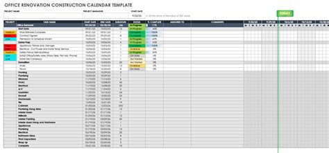 Free Construction Calendar Templates | Smartsheet