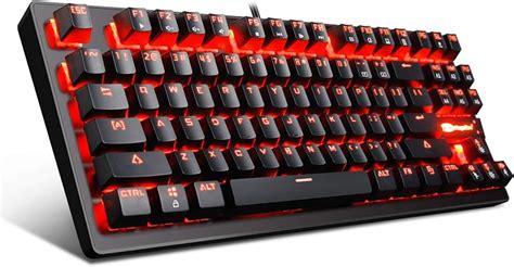 Mechanical Gaming Keyboard - MK1 RED LED Backlit Mechanical Keyboards - Small Compact 87 Key ...