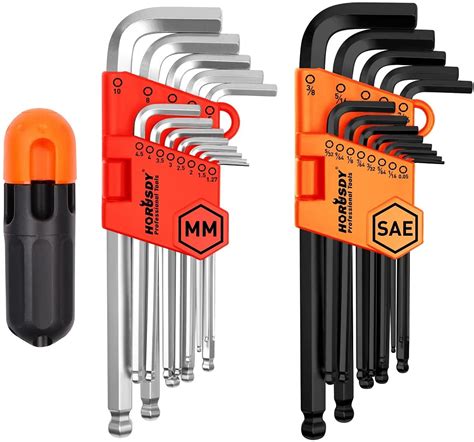 HORUSDY Allen Wrench Set Hex Key Set Long Arm Ball End Hex Wrench Set Inch Metric T Handle Allen ...