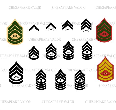 USMC Marine Corps Rank Insignia Chevrons All Colors Digital | Etsy