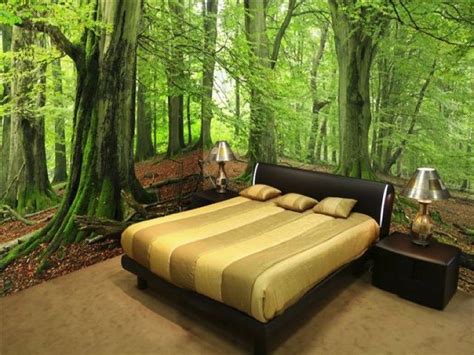 Luxuriant master bedroom with forest wallpaper | www.masterbedroomideas.eu | #luxuryfurniture # ...